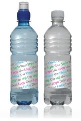 logo ontwerp op petfles mineraalwater bedrijfslogo blikje productnaam uniek flesje